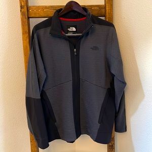 The North Face mountain athletics mens zipper jacket waffle texture gray & black